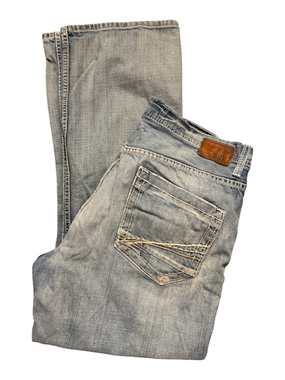 BKE Men's Light Wash Blue Slim Straight Jeans